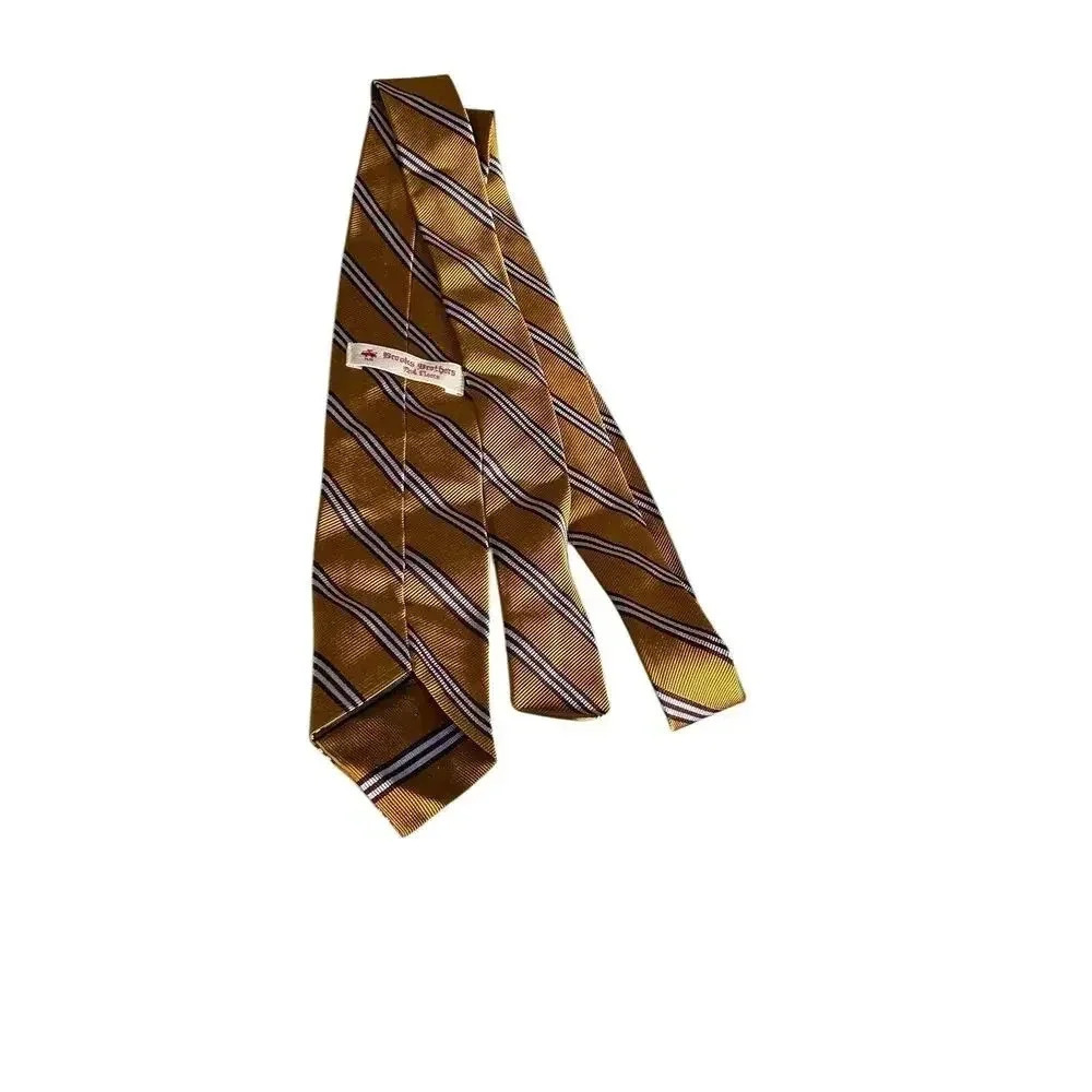 Brooks Brothers Red Fleece Golden Silk Neck Tie 58” X 2” New Necktie